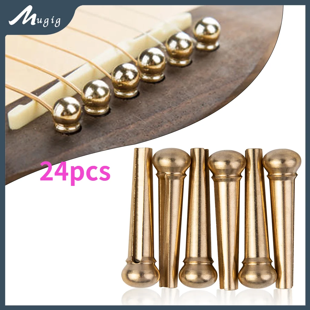 Acoustic Guitar Bridge Pins Gilding Brass Silver Pin 6pcs 
