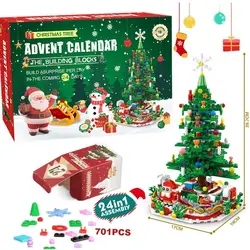Festive 24 - Day Advent Calendar Gift Box with Christmas Tree Bricks - Ideal Holiday Surprise for As show (ST - 21)