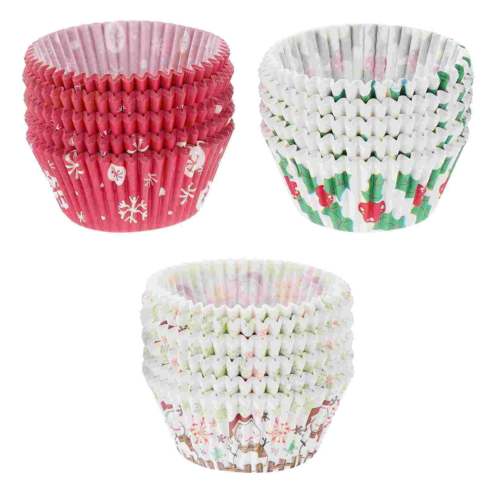 

375 Pcs Christmas Cake Cups Cupcake Wrapper Xmas Baking Paper Liner Wrapping Lining