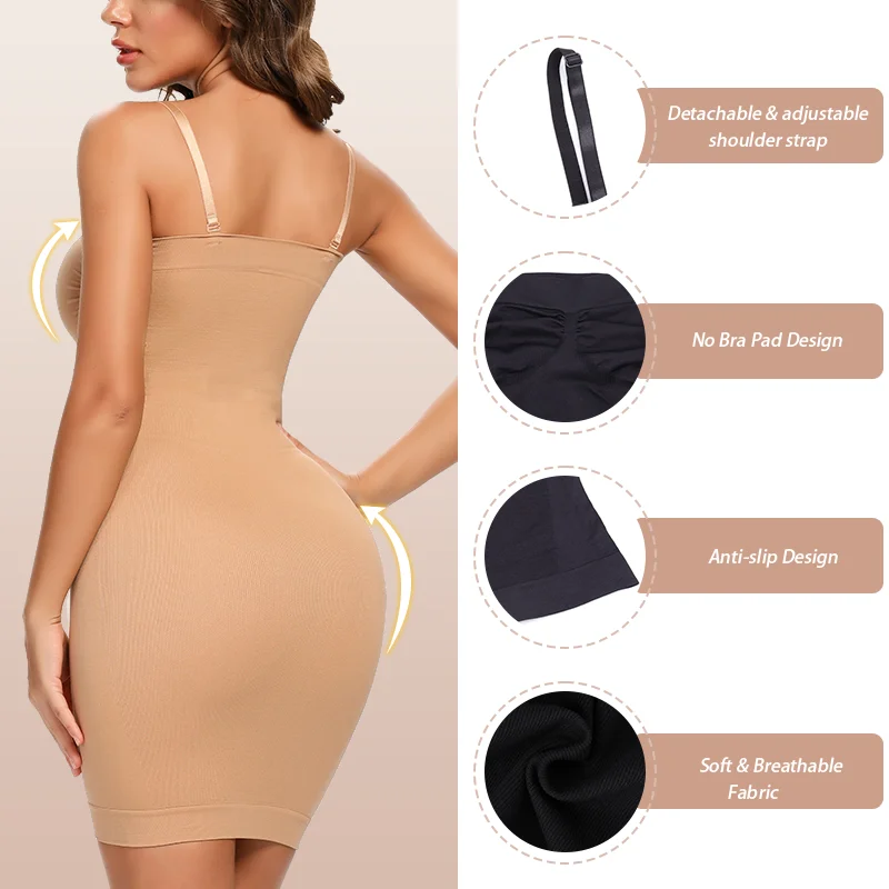 Body Shaper Strapless Shapewear Slip for Women Sexy Seamless Underdress Tummy Control Full Slips Corset Butt Lifter Camisole Bodyshaper Faja