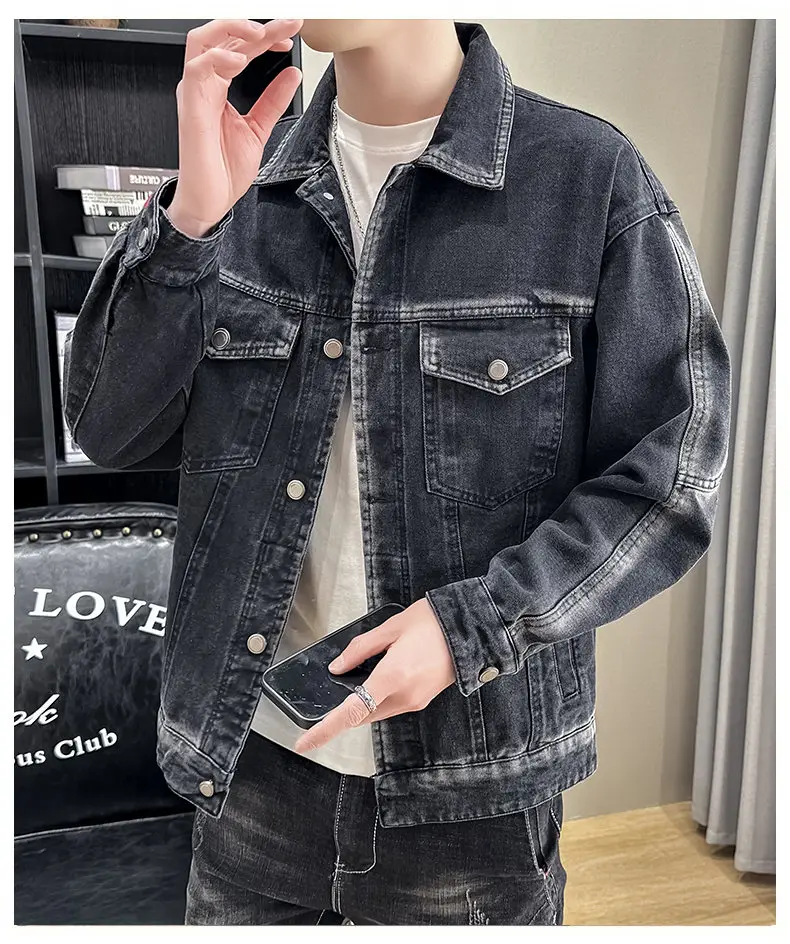 Mode Herbst männer Casual Denim Hemd Jacken Jugend Straße Tragen Retro Baumwolle Jeans Mantel Frühling Lose Volle Hülse Tops kleidung – Detail 14