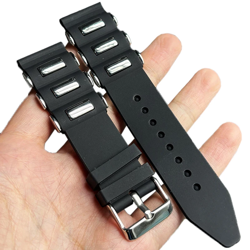 Metallic Grain Silicone Sports Watch Band – Premium Rubber Strap