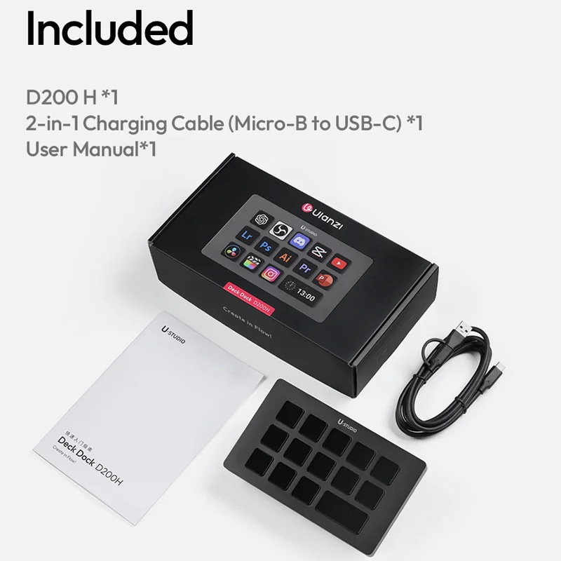 Ulanzi D200H 7 in 1ストリームデッキ、13個のDIYキー搭載