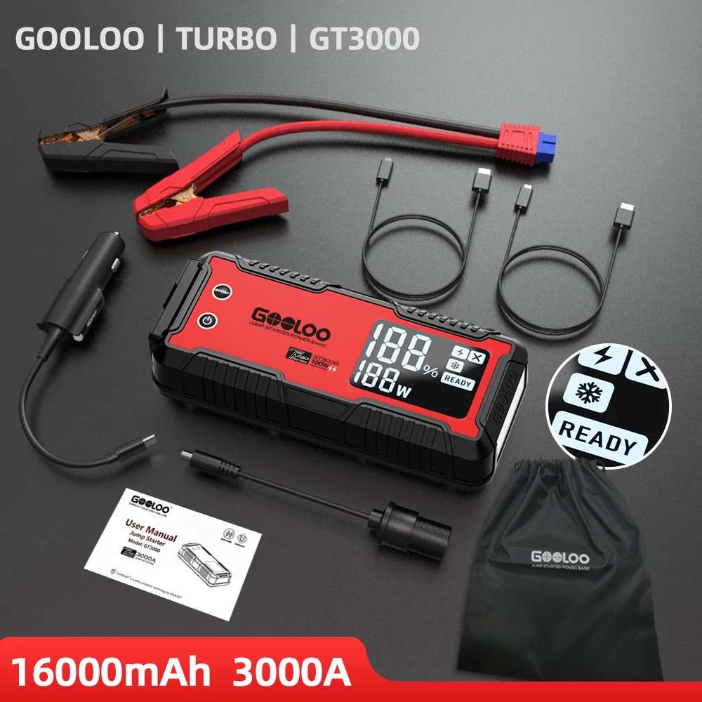 Gooloo 3000a Auto Starthilfe 16000mah Power Bank tragbares