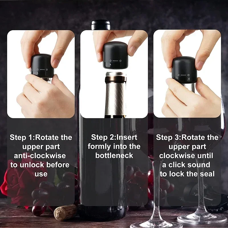 Wine Stopper Wine Stoppers 1/2/3pcs Vacuum Wine Stoppers Reusable Wine Bottle Stoppers Champagne Sealer Cap Set Leak-proof Retain Freshness Plug Tools