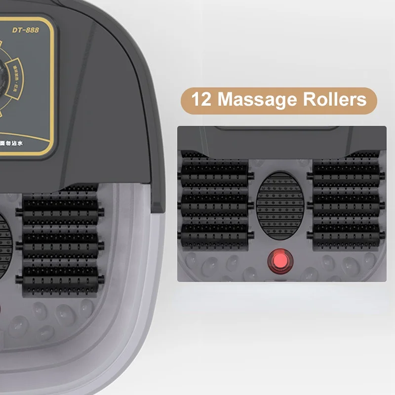 Foot Spa Massager Electric Vibrator Shiatsu Heating Therapy Hot Compression Knead 12 Roller Muscle Relaxation Pain Relief 10L