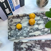Natural Marble Vanity Tray 10"x6", Genuine Calacatta Viola Marble Stone Tray for Bathroom/Kitchen/Dresser 2