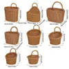 Imitation Rattan Kitchen Storage Basket Home Decoration with Handle Hand-woven Hanging Baskets Vegetable Fruit Flower Brown 6