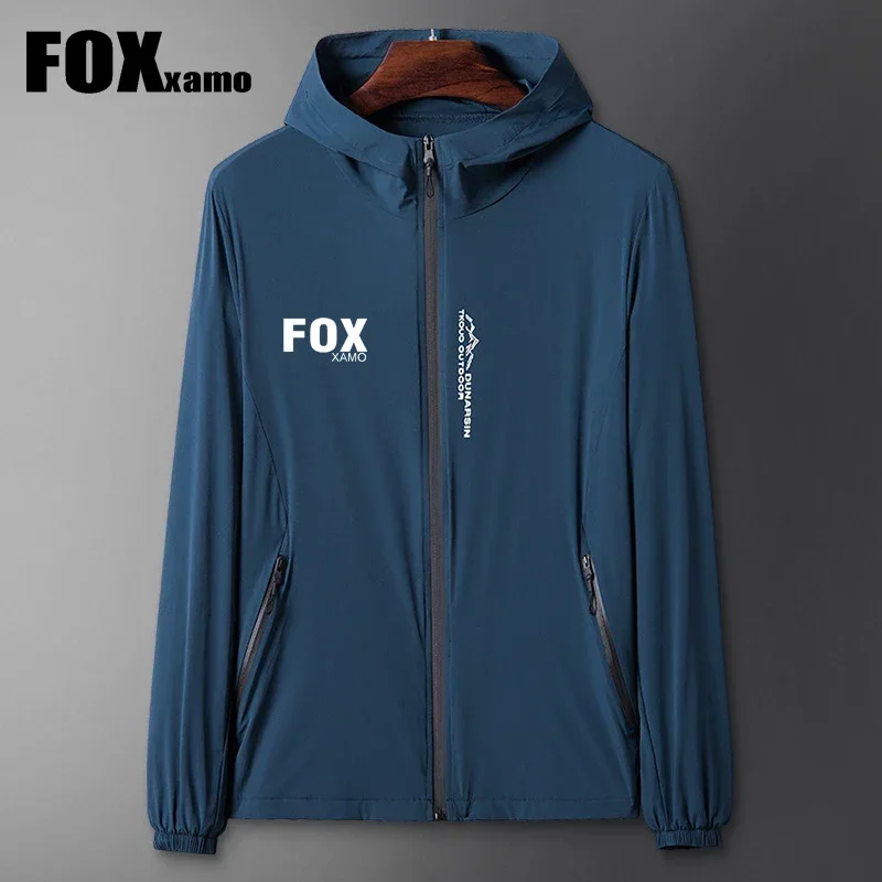 Foxxamo 사이클링 남성용 야외 얇은 스킨 코트, 스포츠 캐주얼 후드 자외선 차단 의류, 여름 신상