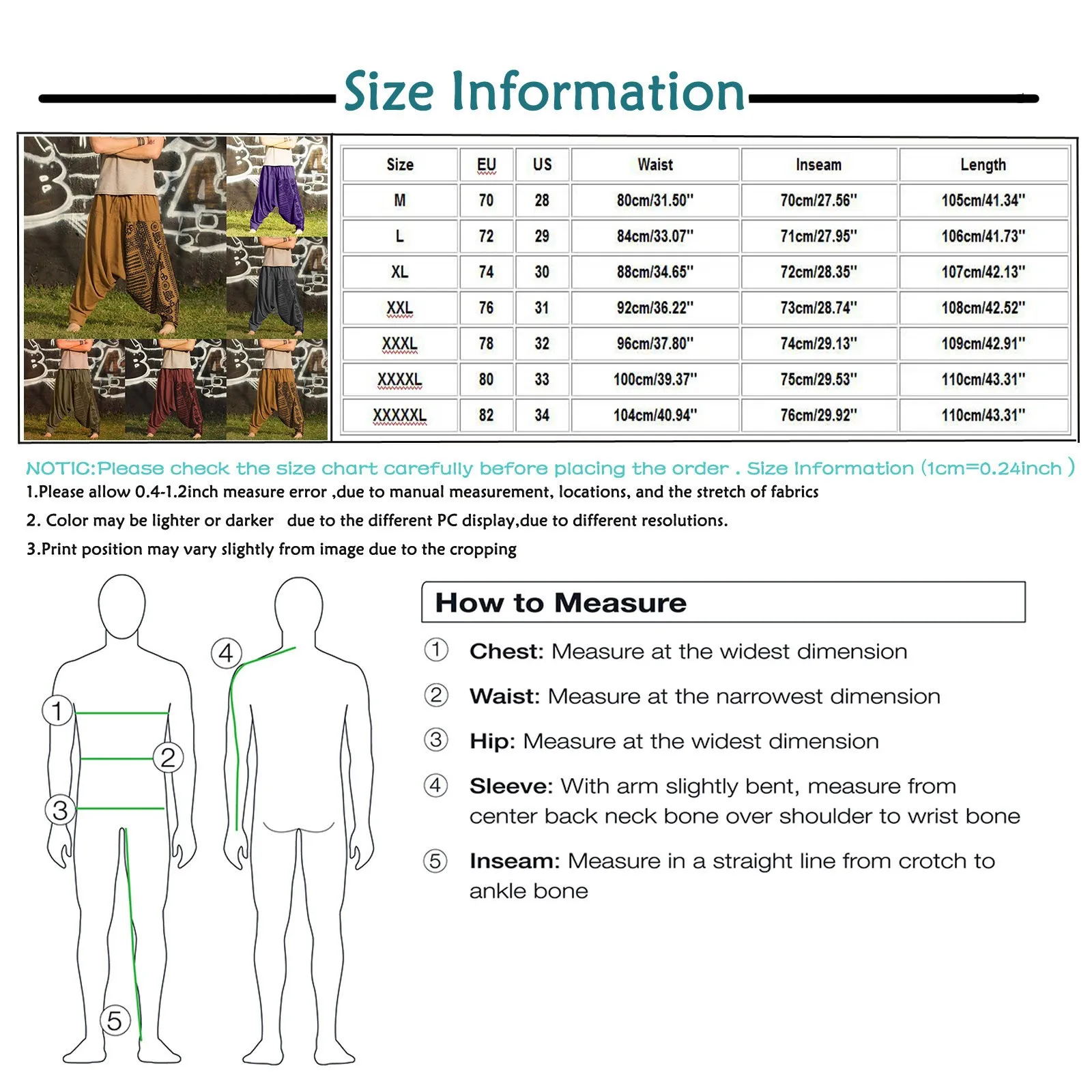 Men Pants Nationality Style Pants Men's Oversize Pants Baggy Long Casual Print Loose Large Size Nationality Trousers Harem Man