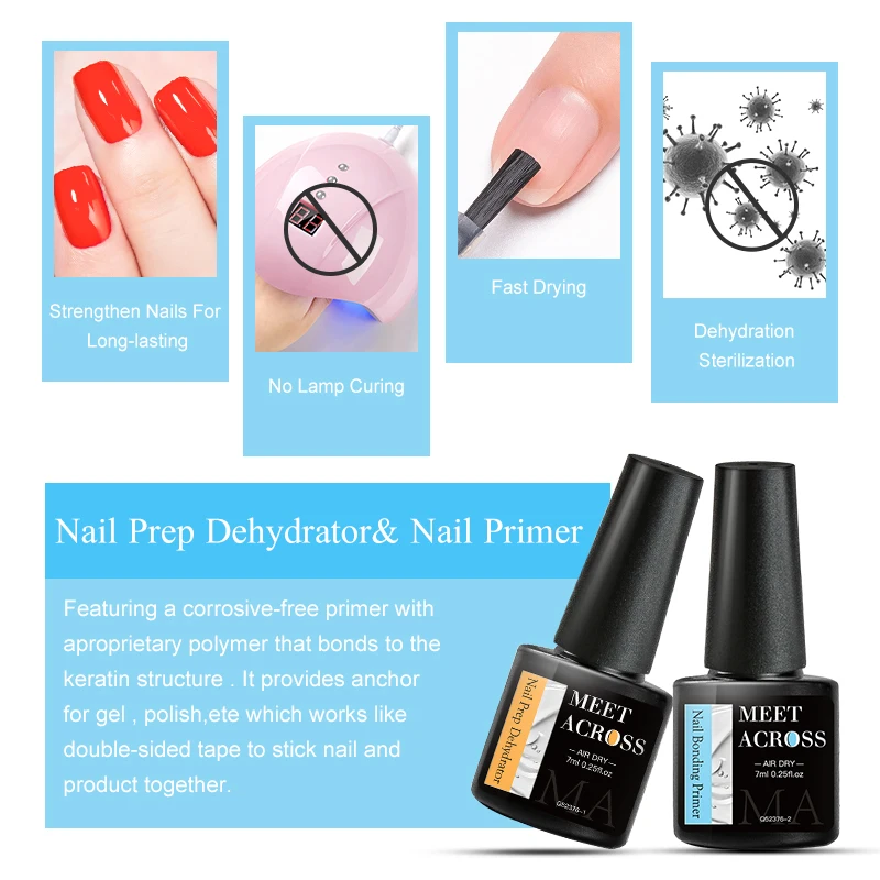 5pc Base Gel Top Coat Kit With Nail Primer,Nail Prep Dehydrate,Nail Cuticle Oil Long Lasting Functional Gel Nail Polish Set