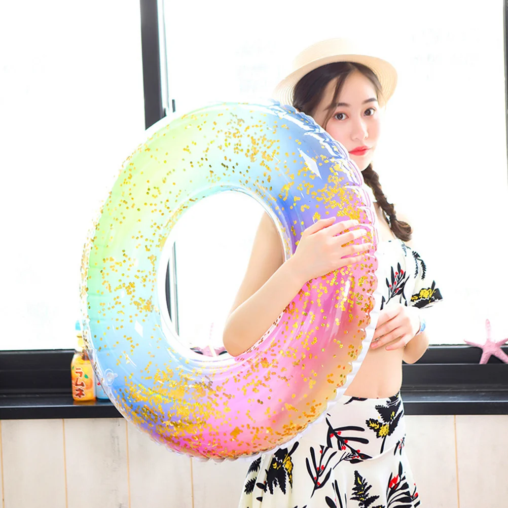 

Adults Swimming Ring Thicken Translucent Fashion Aid Float Rings Rainbow Inflatable