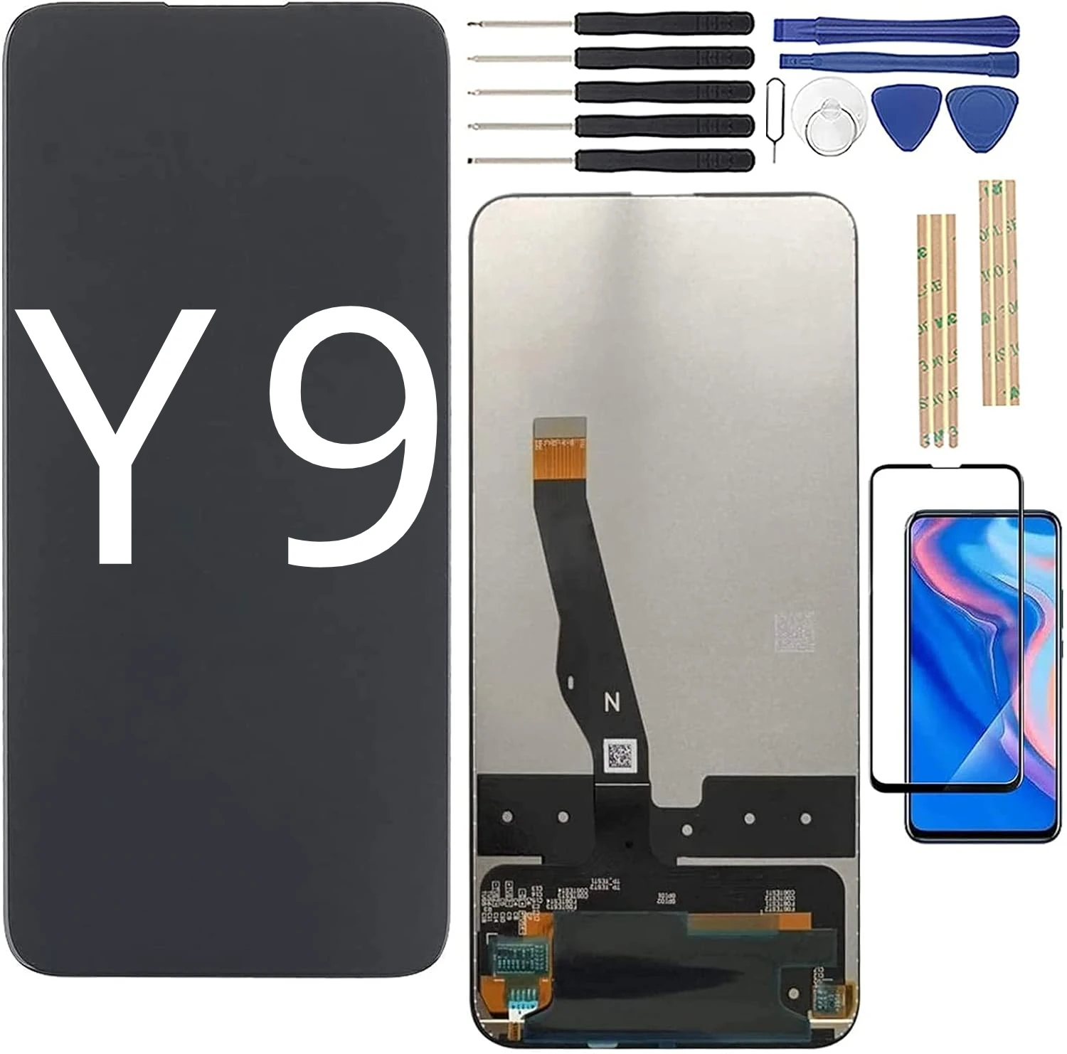 

Replacement for Huawei Y9 Prime 2019 6.59" LCD Display Touch Screen Digitizer Assembly + A Set of Tools (Black)