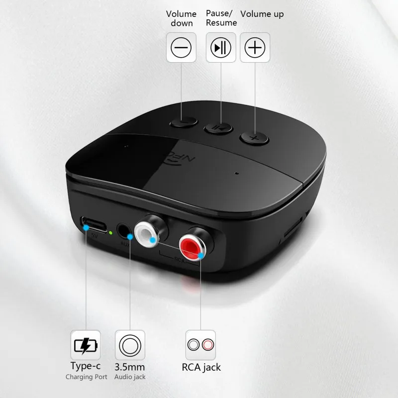 차량용 블루투스 5.2 수신기 RCA 블루투스 어댑터, 3.5mm 잭 Aux 블루투스 수신기, 스피커용 무선 오디오 어댑터, 2RCA