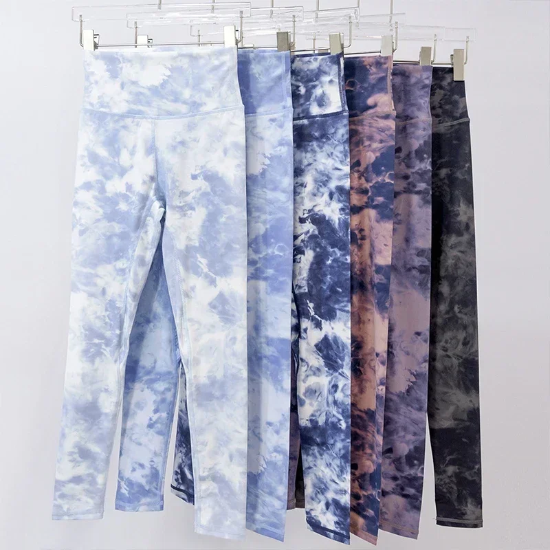 

Tie Dye Yoga Pants Quick Drying Tight Fit Leggings Women High Waist Pant Athletic Look Render Pants for Outdoor