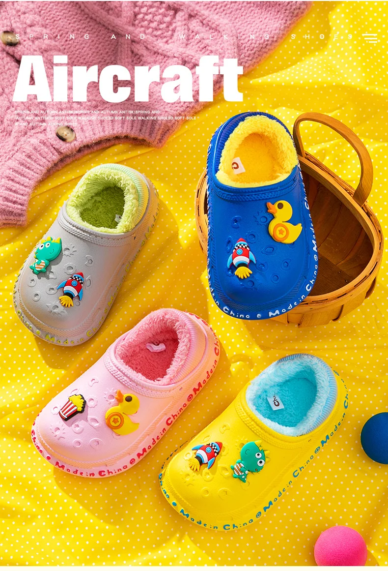 Winter Children Garden Shoes Waterproof Non Slip Home Slippers for Boys Girls Plush Warm Soft Light Indoor Shoes Kids Slippers children's sandals