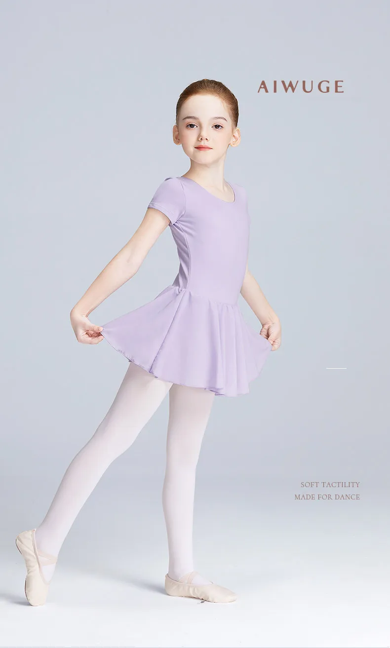 Mädchen-Ballett-Trikot mit Rock, mit Baumwolle gefüttertes Chiffon-Tutu-Kleid für Tanzübungen im Alter von 3–12 Jahren – Detail 4