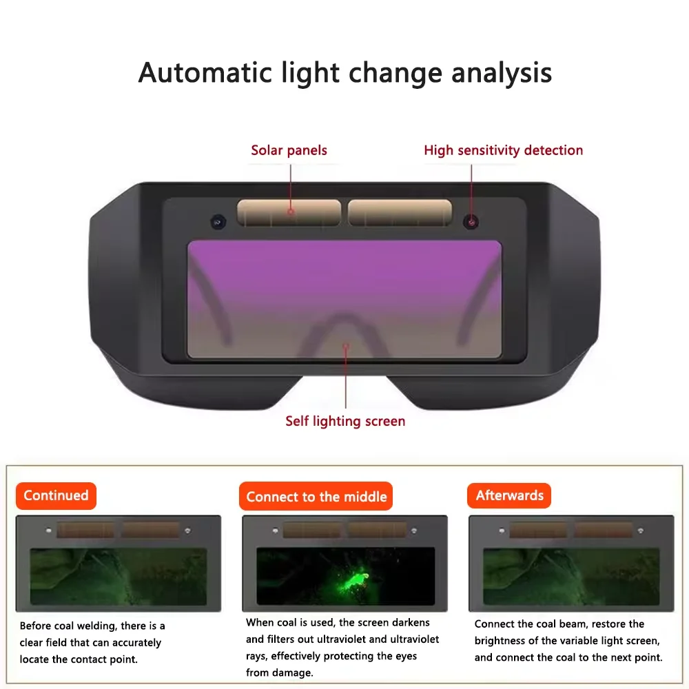 Automatic Dimming Welding Glasses Welding Argon Arc Welding Anti Strong Light and Anti Impact Goggles for Welders 1 PC