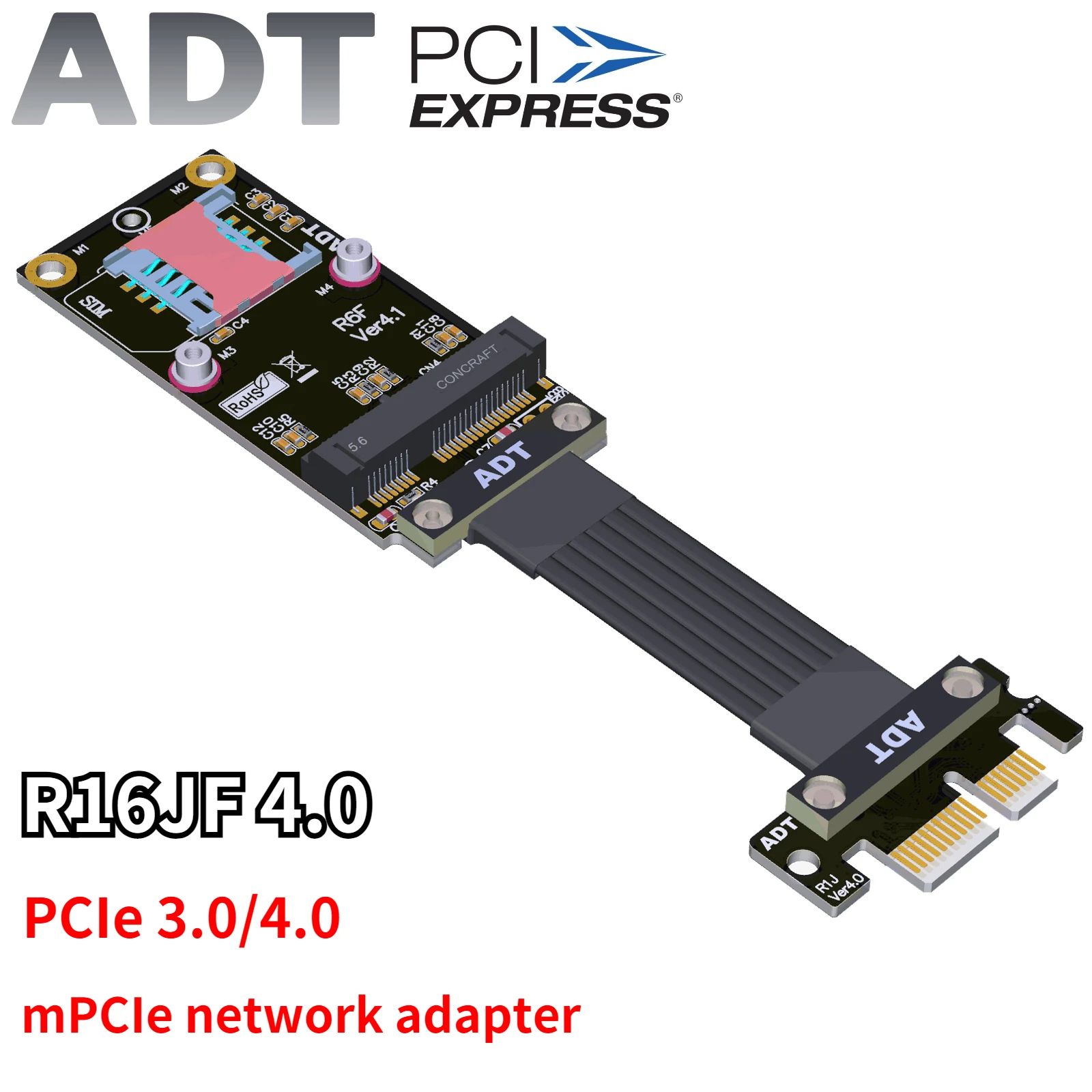 

R16JF Key A+E PCI Express 4.0 X1 To Mini PCIe M.2 WiFi Signal Extension Cable MPCIe Minipcie PCIE 4.0 1x Riser Card Adapter ADT