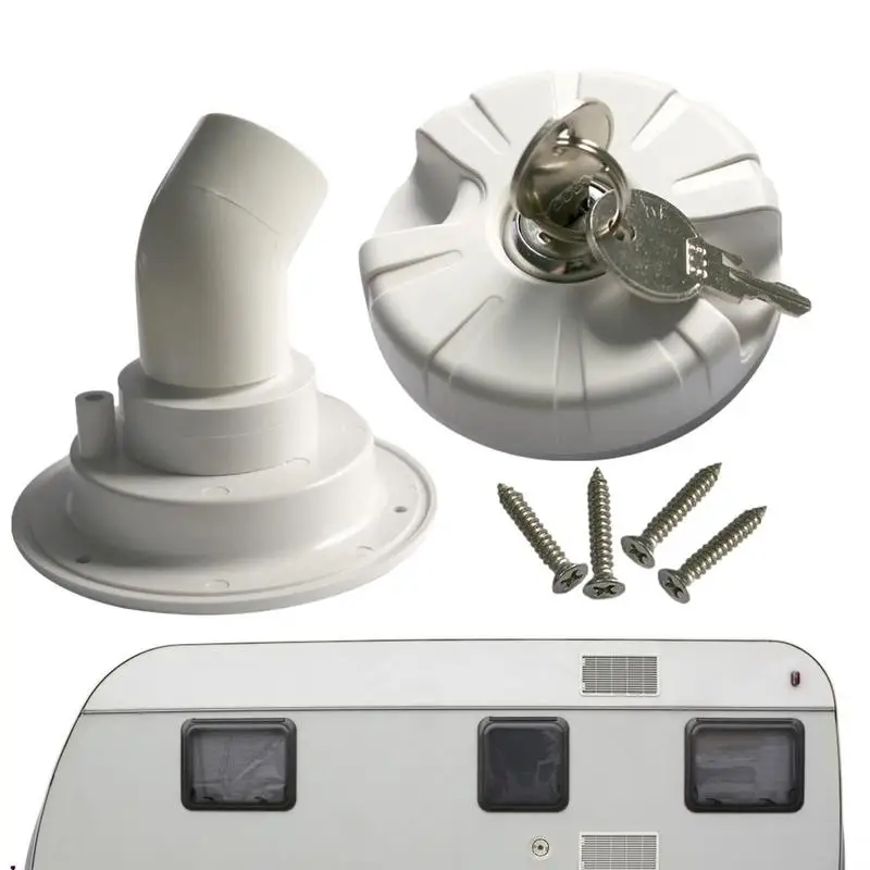 

RV Fresh Water Filler Spout Trailer Water Fill Hatch Inlet With Bayonet-Style Cap And Air Vent Water Tank Fill Round Water Inlet