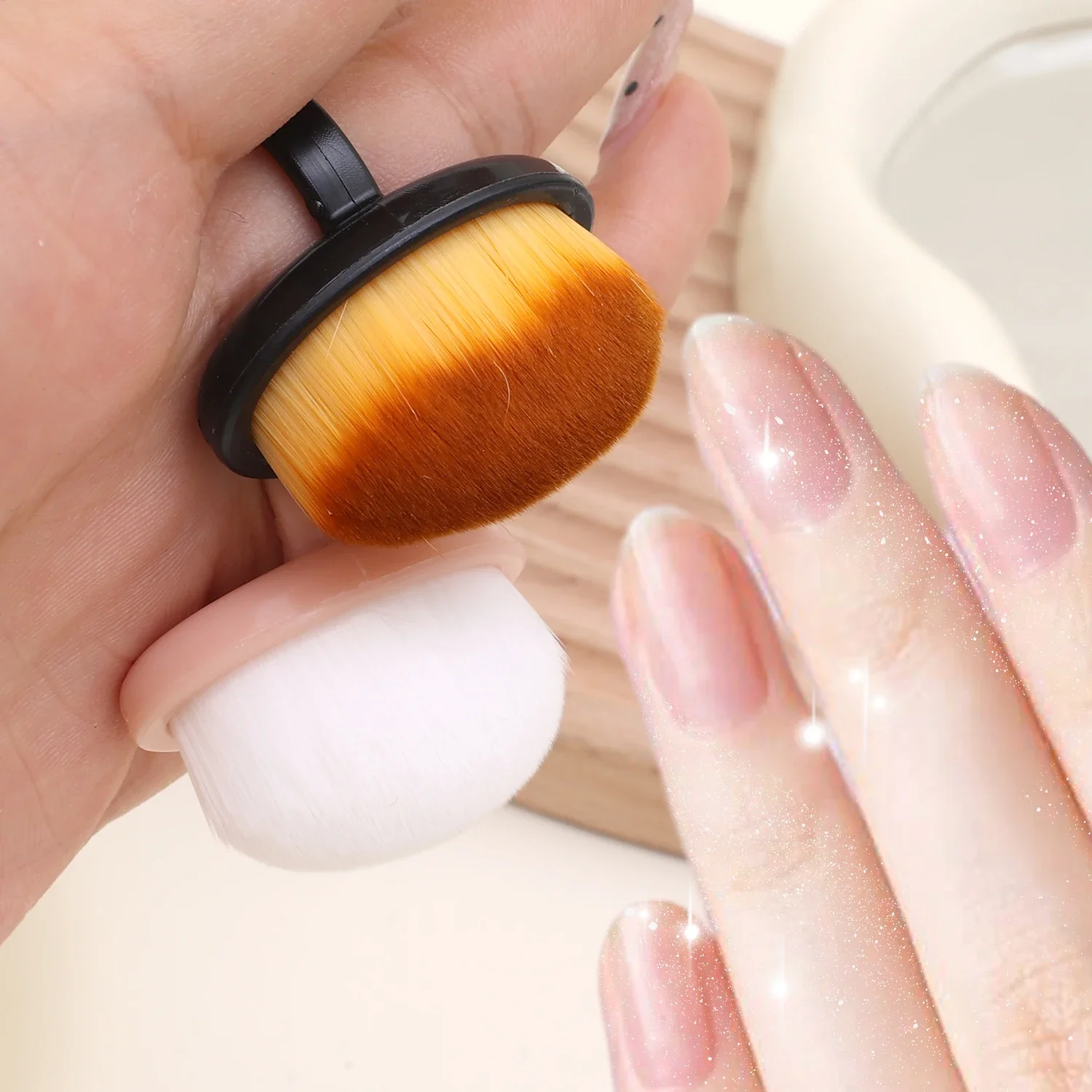 1-10pcs Nail Art Dust Brushes Nails Polish Clean Brush Ring Soft Hair Dust Removal Oval Gel Dust Cleaning Finger Manicure Tools 5