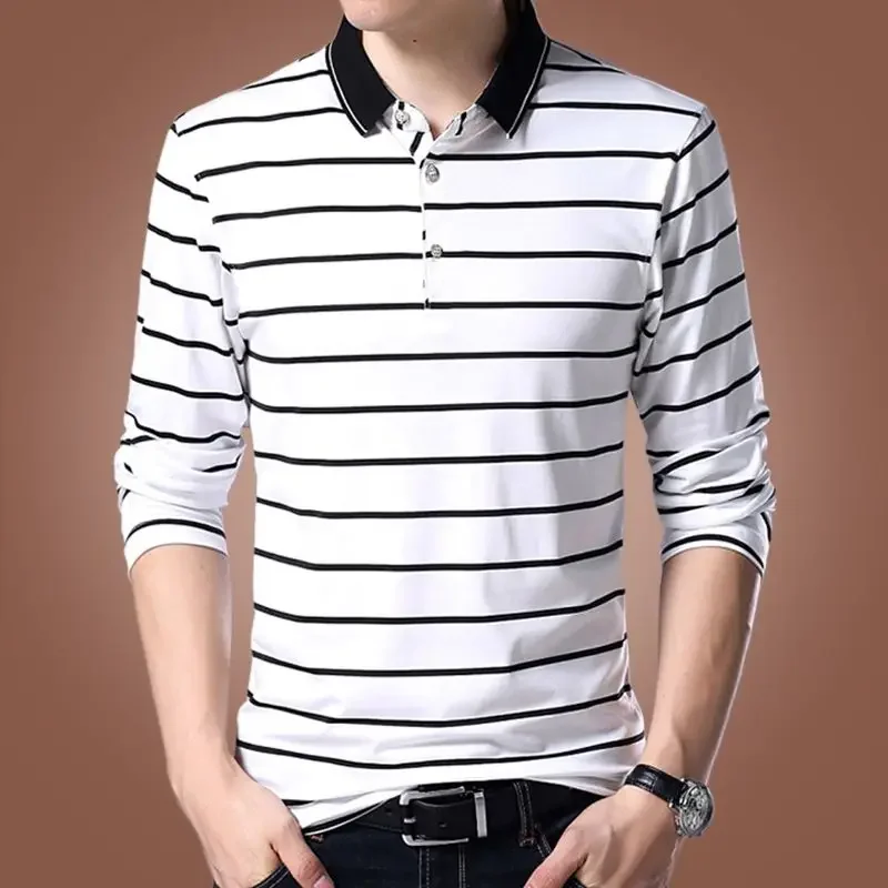 thumbnail image 1 of Polos de algodón 100℅ para hombre, camisetas de manga larga ajustadas, sudaderas para hombre, ajustadas, informales, de invierno, con cuello, divertidas, de marca alta, jersey XL, 1 of 4