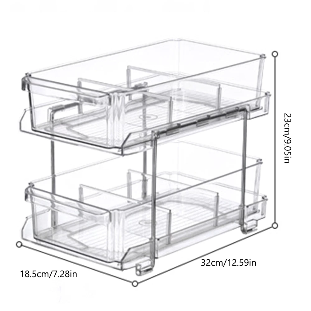 Clear Organizer with Dividers, Multi-Purpose Slide-Out Storage  Container,Bathroom Vanity Counter Organizing Tray Kitchen Storage -  AliExpress