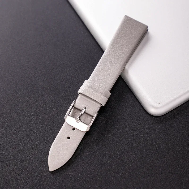 Ultra-Thin Colorful Cowhide Leather Watch Strap with Needle Pattern Design