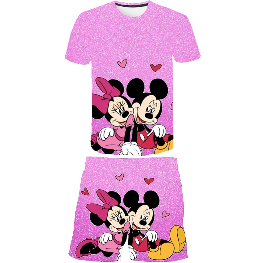 

Mickey Mouse Cartoon Kids Set Minnie Girls Boutique Outfits Summer Children's Clothes Fashion Short Sleeve Shorts Suit Girl Set