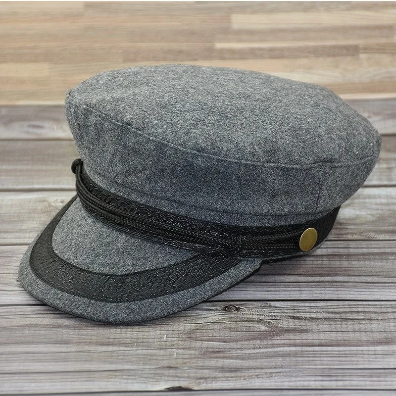 Large size navy cap small head flat hat felt army hat big bone men wool plus sizes military caps 52-55cm 55-57cm 58-60cm 60-63cm