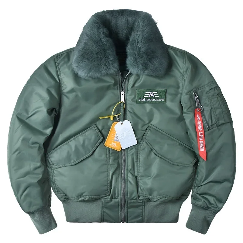 Alpha Martin Winter 45P men jacket men coat Flight Bomber Jacket Men's Casual Fur Collar Loose Baseball Outdoor Hunting