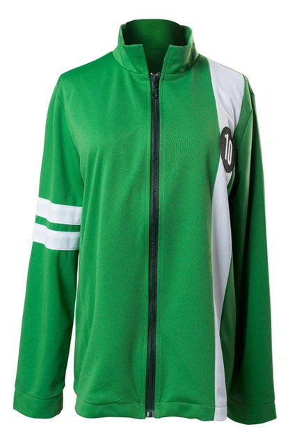 Ben10 Ultimate Alien Cosplay Costume Ben Tennyson Green Coat Zip-up Jacket