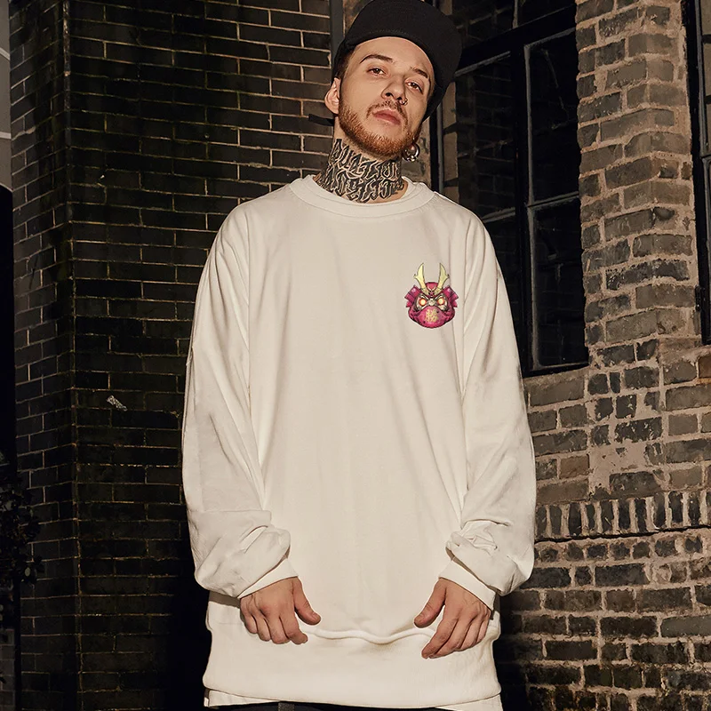 Abfer Hip Hop Vintage Streetwear Sweatshirts Men Cotton Crewneck Sweatshirt Women  Chinese Lucky Blessings Pullover Y2k Clothes