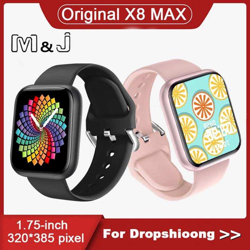Original X8 Max Smart Watch 1.75inch Custom Dia BT Call Sports Sleep Monitor Heart-rate Men Woman iwo Smartwatch PK iwo13
