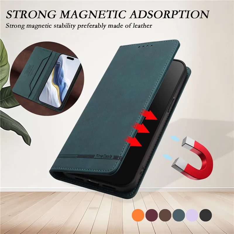 Retro Leather Anti-Theft Wallet Flip Case with Magnetic Hasp and Card Slot
