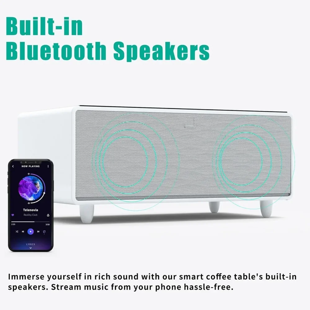 Smart Coffee Table, Bluetooth , ouch Control Panel, USB Interface, Outlet Protection, Atmosphere Light, Fridge Coffee Table 3