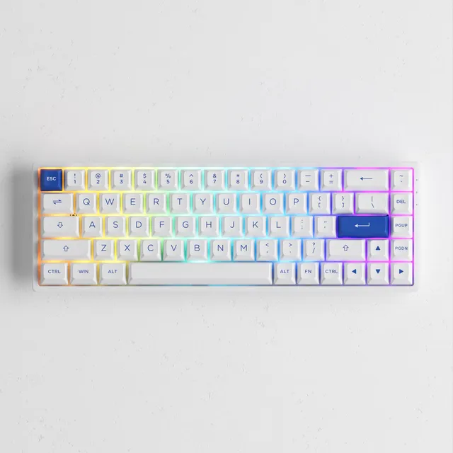 Akko-メカニカルゲーミングキーボード,3068b plus,青,白,rgb,バック 