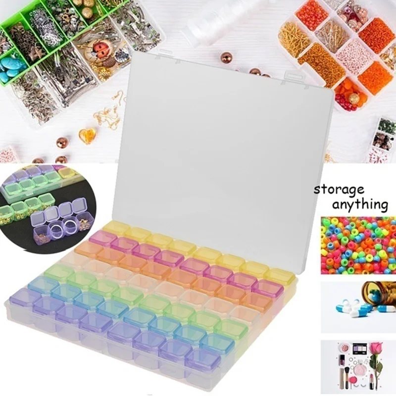 28/56 Girds Adjustable Plastic Storage Box with Label Sticker For Jewelry Nail Art Diamond Painting Accessories Container boxes For Storage Box Jewelry Box Plastic Storage Box Storage Container