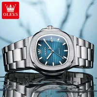 OLEVS 3696 New Men Watch Fashion Simple Calendar Waterproof Stainless Steel Square Quartz Watch Top Luxury Brand Men Watch Reloj