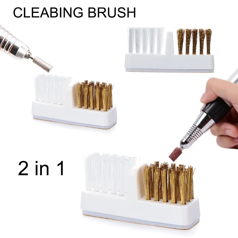 1pcs Nail Drill Bits Cleaning Brush Dual Brush Copper Wire Cleaner