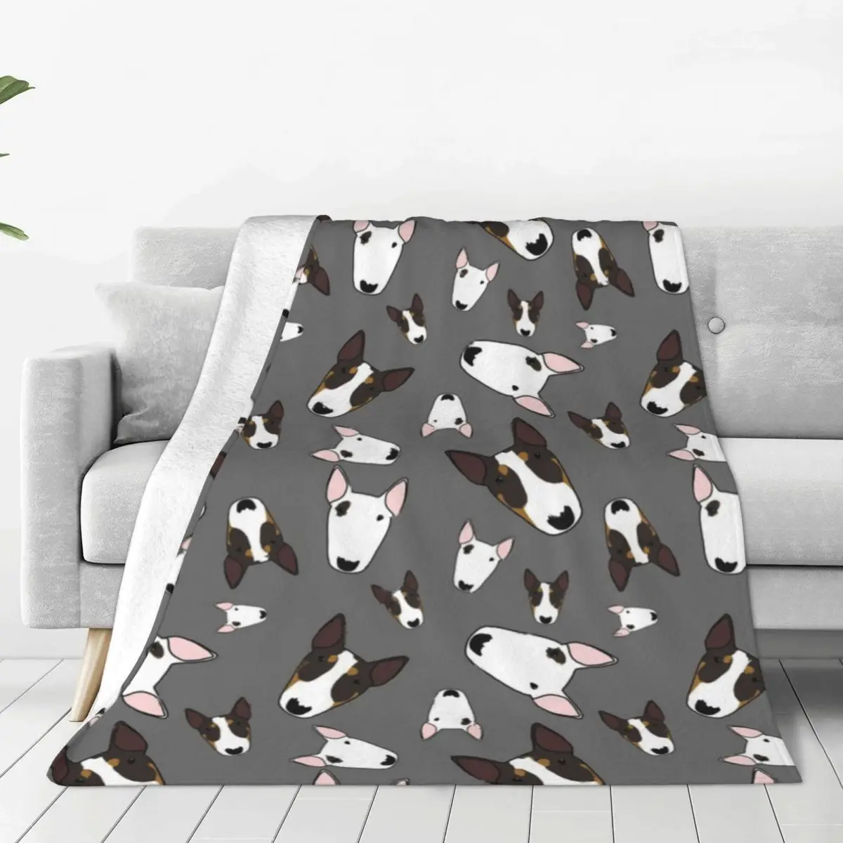 Bull Terrier Soft Durable Blankets Pet Gray Camping Bedding Throws Winter Funny Design Flannel Bedspread Sofa Bed Cover 2