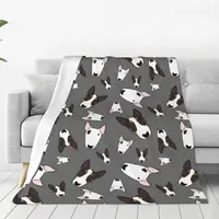 Bull Terrier Soft Durable Blankets Pet Gray Camping Bedding Throws Winter Funny Design Flannel Bedspread Sofa Bed Cover 2