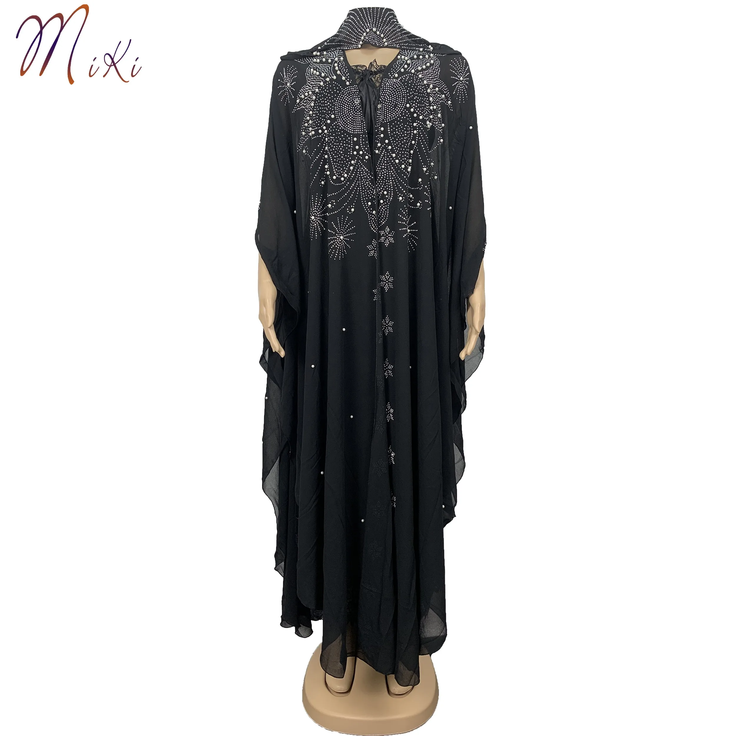 novo aberto abaya dubai turquia muçulmano vestido com capuz mulheres chiffon kaftan contas cardigan de luxo plus size boubou roupas islâmicas