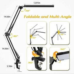 Sleek Dimmable LED Desk Lamp with Clamp and Adjustable Brightness (Black)