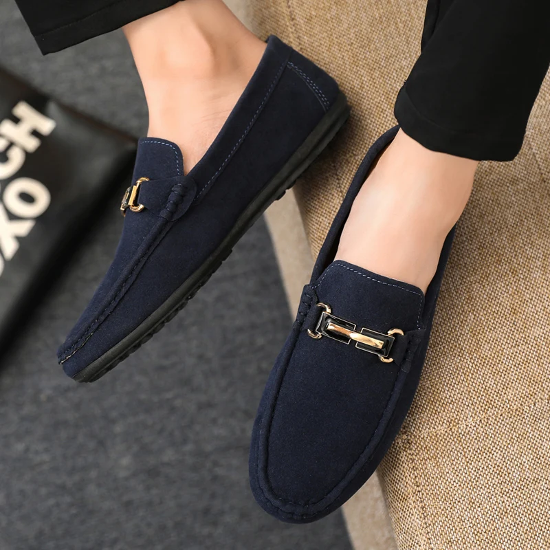 Spring and Summer Men's Shoes, Low-Cut Beanie Shoes, Versatile Casual Shoes, Breathable Leather Shoes, Black Work Shoes, Slip-Ons 6