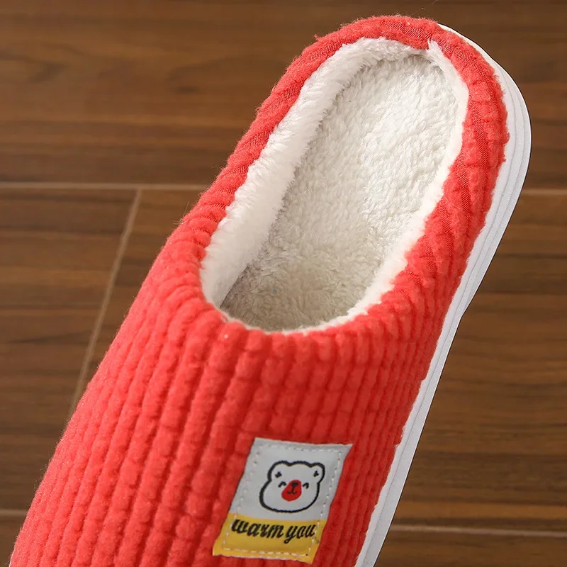 New Fashion Winter Slippers Women Men Thick Sole Indoor Home Warm Couples Shoes Non-Slip Flat Platform Women's Cotton Slippers