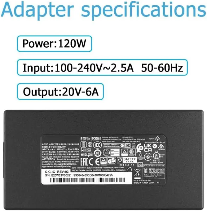 120W 20V 6A AC Laptop Power Adapter For MSI Gf63 Gv15 GV15-Thin-11SC GF63 Thin 10 11 12Th Intel Core Ms-16r5 Ms-16r6_voghion.com