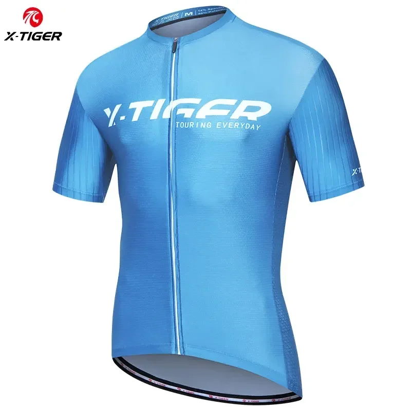 thumbnail image 1 of Camiseta de ciclismo TIGER para hombre, con protección solar FPS 50+, corte ajustado, manga corta, 4 bolsillos traseros, transpirable, que absorbe la humedad, de secado rápido, 1 of 5