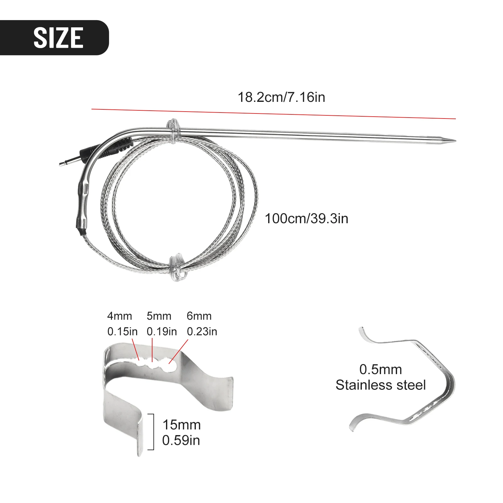 Practical Meat Probe Sensor Probe Clip Replacement Stainless Steel Digital Control For PitBoss Kitchen Outdoor 5