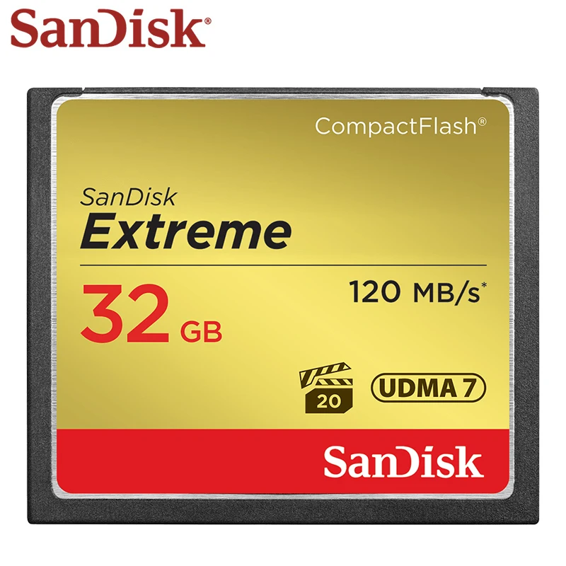 

Карта памяти SanDisk Extreme Compact Flash 32 Гб 64 Гб 128 ГБ VPG 20 CF карта до 120 Мб/с компактные флэш-карты для DSLRs